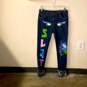 Custom hand painted skinny jeans “slat”
